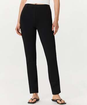 Ultra-Stretch Ponte Straight Leg Pants in Black,